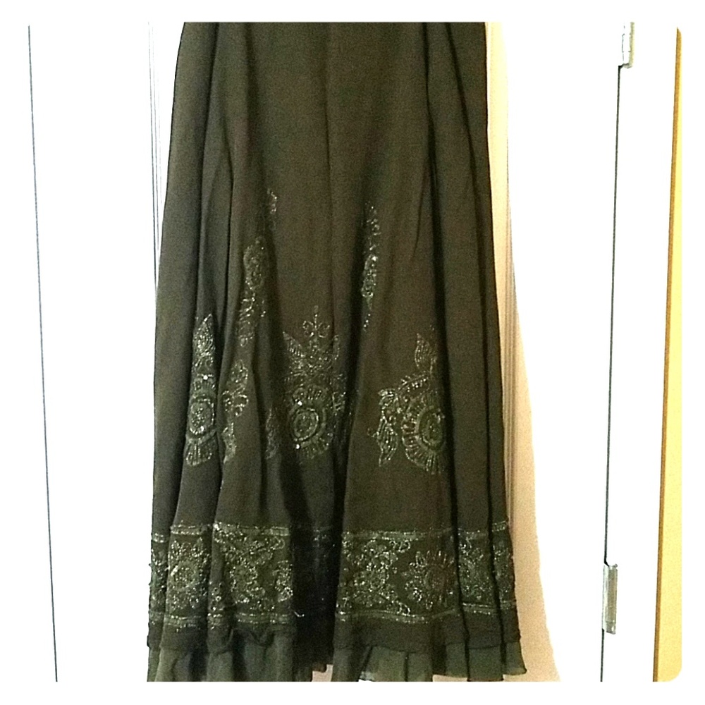 Coldwater creek gorgeous long green skirt embelli